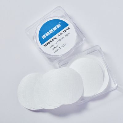 गुणवत्ता  Hydrophobic Polytetrafluoroethylene PTFE Membrane Disc Filter 0.45µm 25mm Dia फैक्टरी